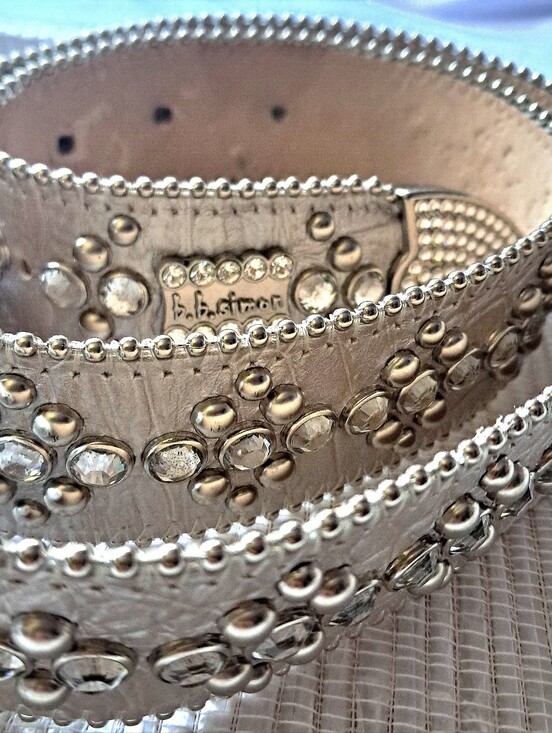b.b. Simon Swarovski Crystal Encrusted Leather Belt Beautiful Preloved Condition main image 6